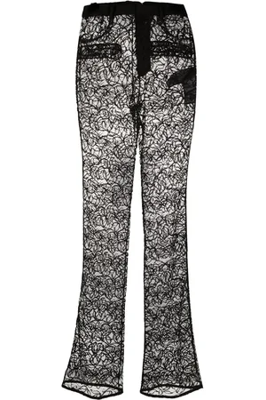 Saint Laurent Pantalones rectos de encaje floral