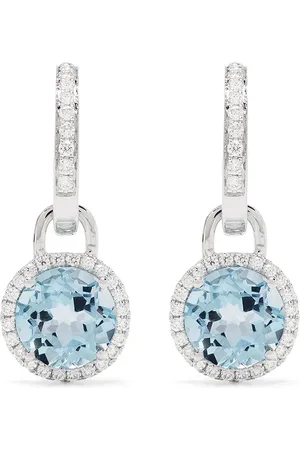 Kiki Mcdonough Aretes Grace mini removibles en oro blanco de 18kt con diamantes y topacio