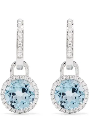 Kiki Mcdonough Aretes Grace mini removibles en oro blanco de 18kt con diamantes y topacio