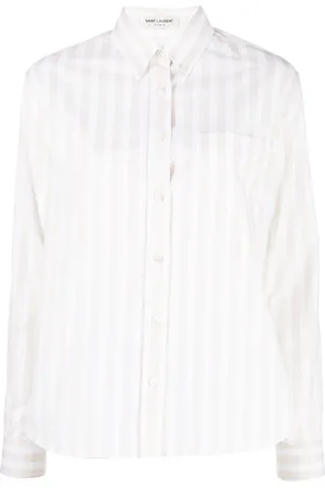 Saint Laurent Camisa a rayas con logo bordado