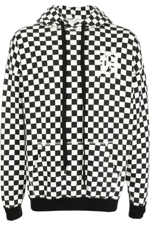 R13 Hoodie con estampado estilo ajedrez