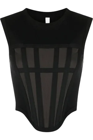 DION LEE Top estilo corset de canalé
