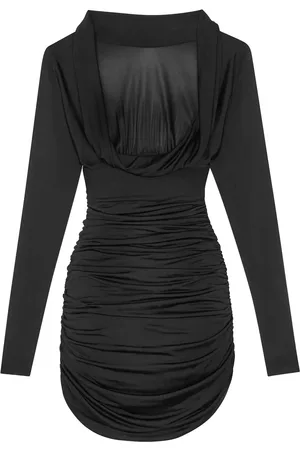 Saint Laurent Vestido fruncido con dobladillo redondeado