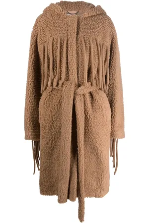Stella McCartney Abrigo teddy con flecos y cinturón