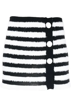 Balmain Falda tejida a rayas con botones