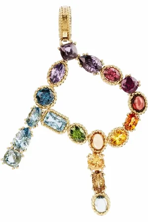 Dolce & Gabbana Collar Rainbow Alphabet R en oro amarillo de 18kt con múltiples piedras
