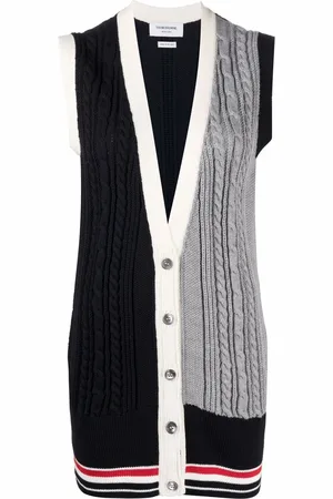 Thom Browne Chaleco en tejido de ochos con rayas RWB