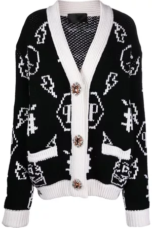 Philipp Plein Cárdigan con logo en jacquard