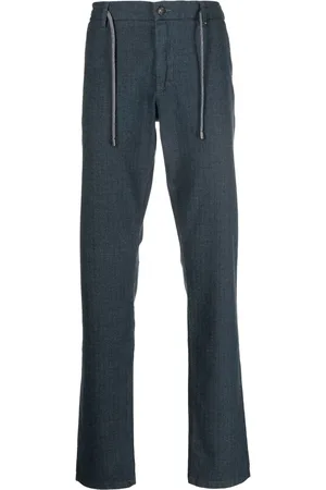 CANALI Pantalones rectos con cordones en la pretina