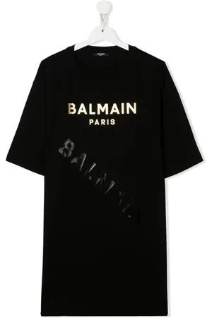 Balmain Vestido estilo playera con logo estampado