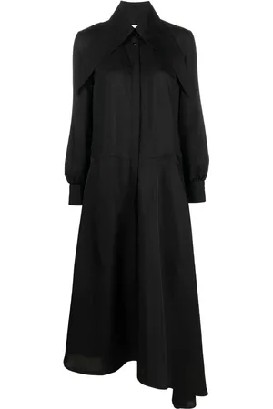 Jil Sander Vestido camisero midi con cuello de pico