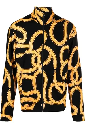 MARCELO BURLON Chamarra con cierre y estampado de serpiente