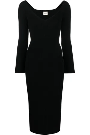 Khaite Vestido midi tejido de canalé Pia