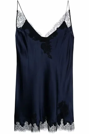 CARINE GILSON Slip dress de seda con cuello en V