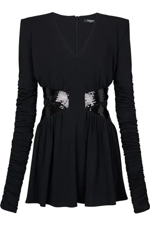 Balmain Vestido bordado con lentejuelas y cuello en V