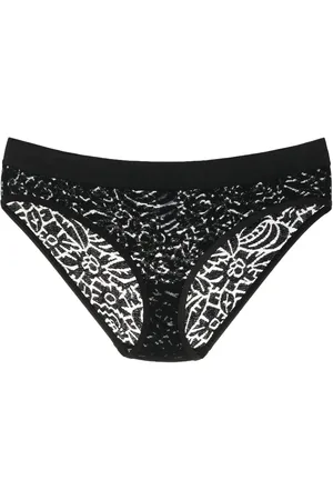 ERES Tanga de malla con bordado floral