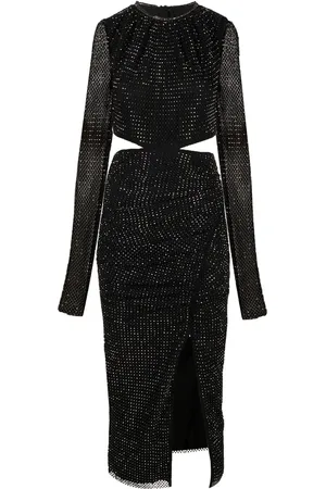 Self-Portrait Vestido midi estilo suéter con apliques