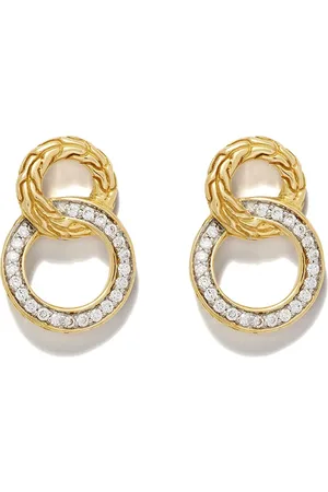 John Hardy Aretes en oro amarillo de 18kt con diamantes