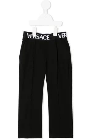 VERSACE Pantalones rectos con logo en la pretina