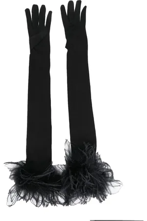 Styland Guantes con ribete de plumas