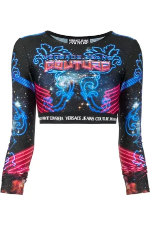 VERSACE Top corto con logo estampado