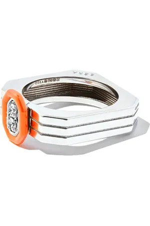 Eera Anillo en oro blanco de 18kt con diamantes y esmalte