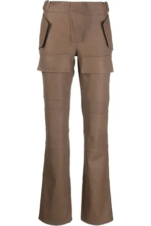 MISBHV Pantalones cargo con efecto de cuero
