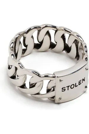 Stolen Girlfriends Club Anillo grabado con cadena barbada