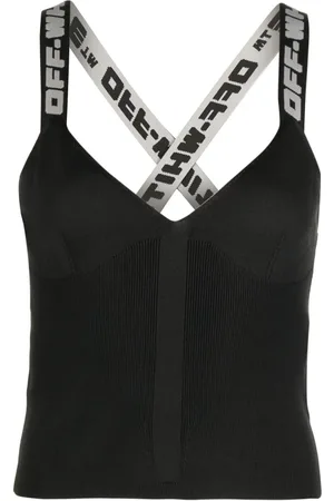 OFF-WHITE Top de tejido con franja del logo