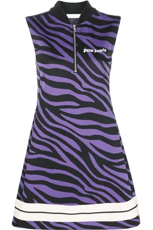 Palm Angels Vestido recto con estampado de cebra