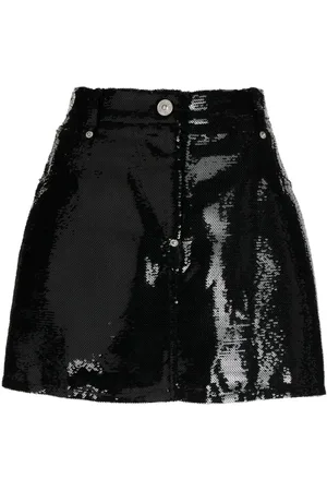 pushBUTTON Falda corta con acabado de charol