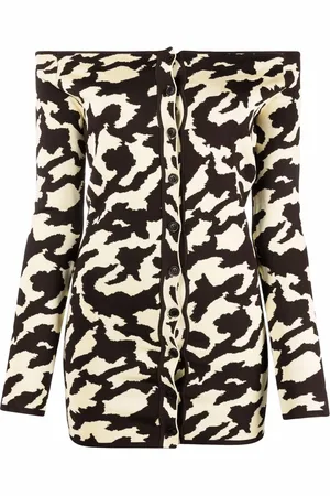 Nanushka Vestido con hombros descubiertos y estampado abstracto