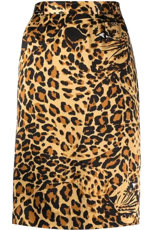 Saint Laurent Falda de seda con estampado de leopardo