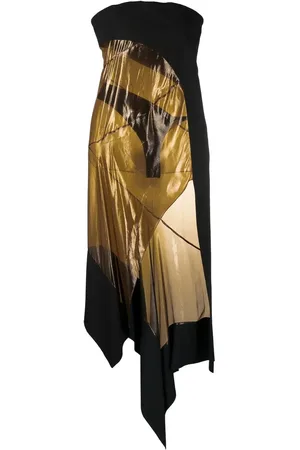 MUGLER Vestido asimétrico con panel traslúcido