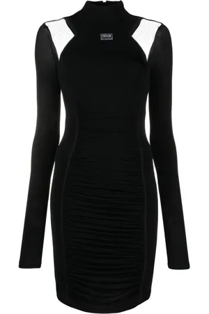 VERSACE Vestido corto con panel de malla
