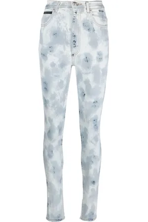 Philipp Plein Jeggings con tiro alto con estampado tie-dye
