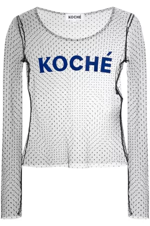 KOCHÉ Top de malla con logo estampado