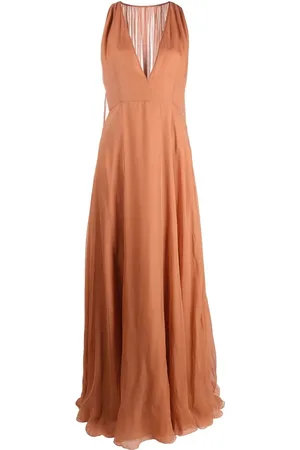 VALENTINO GARAVANI Vestido de fiesta de seda con cuello en V