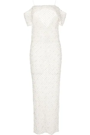 Saiid Kobeisy Vestido largo con encaje con cuentas