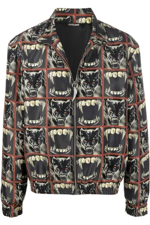 Roberto Cavalli Chamarra bomber con pantera estampada