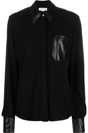 Victoria Beckham Camisa con detalle de cuero