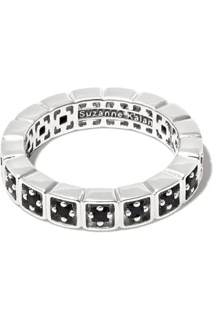 Suzanne Kalan Anillo Inlay pequeño en oro blanco de 18kt con zafiro