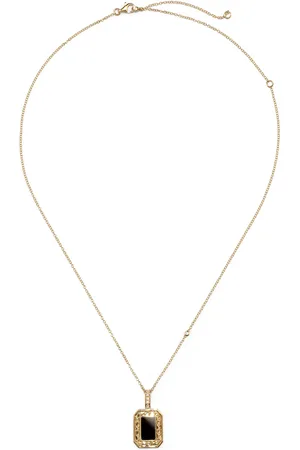 Shay Collar en oro amarillo de 18kt con dije de ónix y diamantes