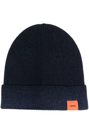 Aspesi Gorro tejido de canalé con parche del logo