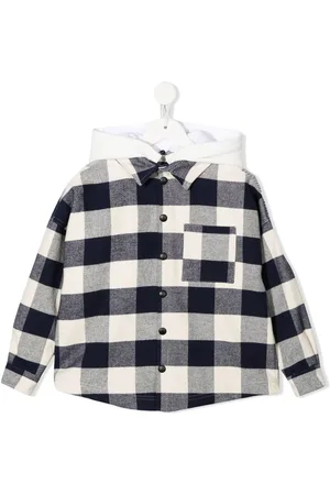 Palm Angels Sobrecamisa con capucha y cuadros estampados