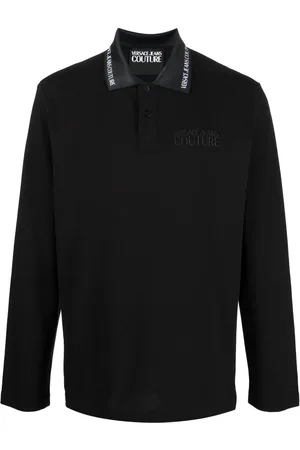 VERSACE Playera tipo polo con logo bordado