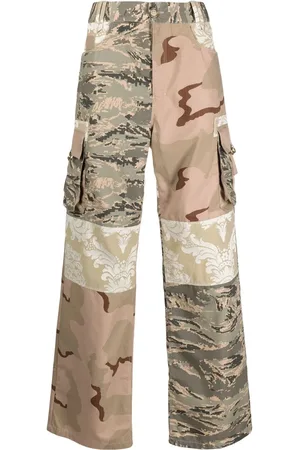 Marine Serre Pantalones cargo con diseño patchwork