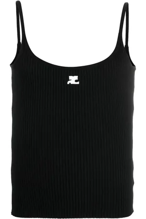 Courrèges Camiseta de canalé con parche del logo