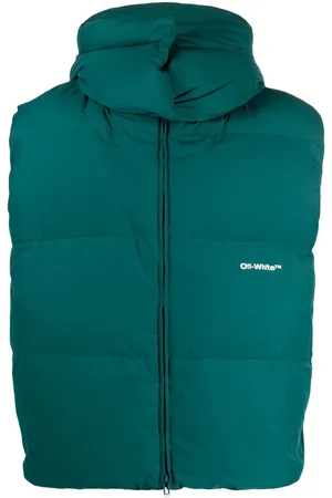 OFF-WHITE Chaleco capitonado con capucha y logo estampado