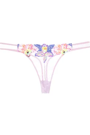 FLEUR DU MAL Tanga con orquídeas bordadas